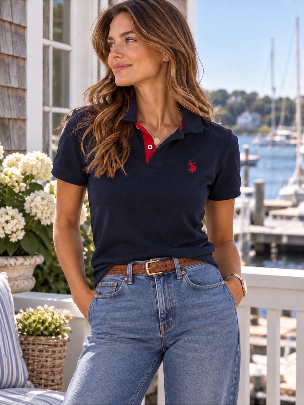 U.S. Polo Assn. Navy Polo Shirt with Red Accent